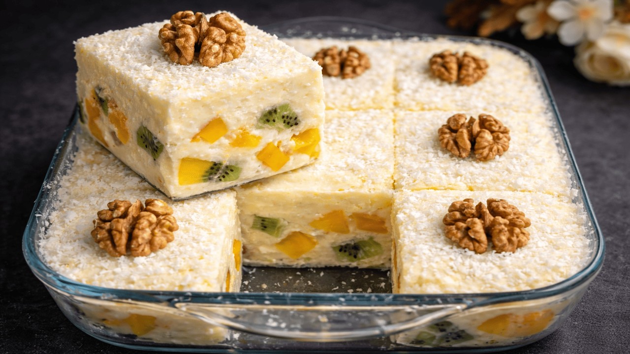 Unglaublich cremig und so einfach! Dessert mit Kondensmilch & Früchten - ohne Gelatine