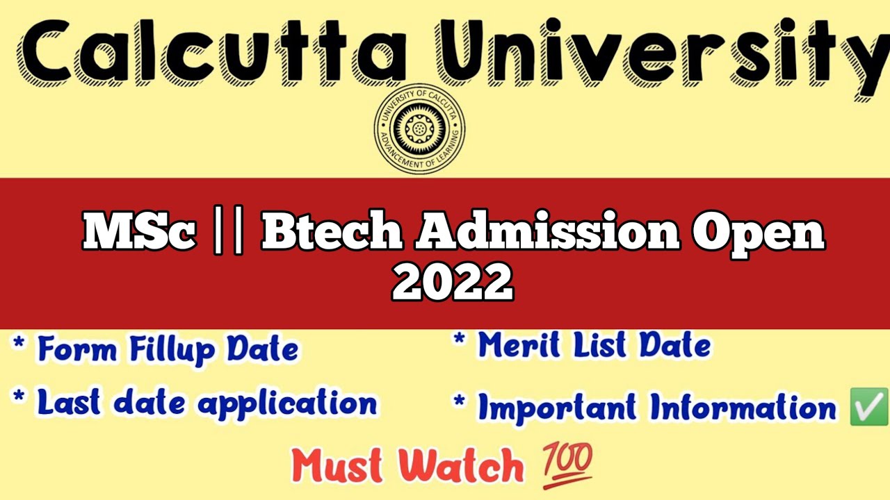 Calcutta University PG Admission 2022 | Official Notification - cu pg admission 2022 | MSc/Btech