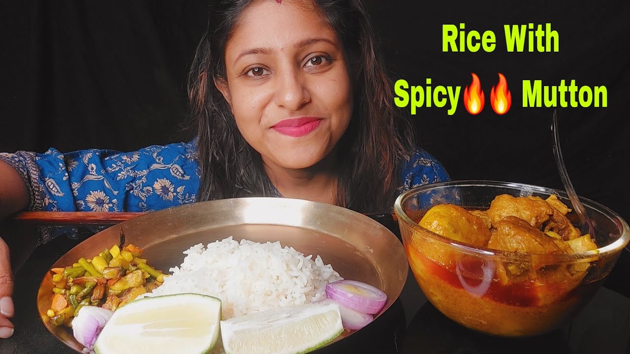 Eating Show-Rice,Spicy🔥 Mutton Curry|Mukbang |Poulamieatingshow |big bites,asmr #eatingshow #food