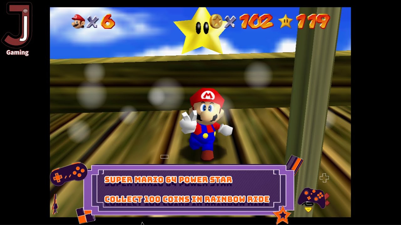 Super Mario 64 Power star Collect 100 coins in Course 15 Rainbow ride