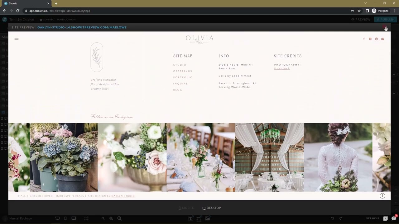 Showit Full Screen Pop-up