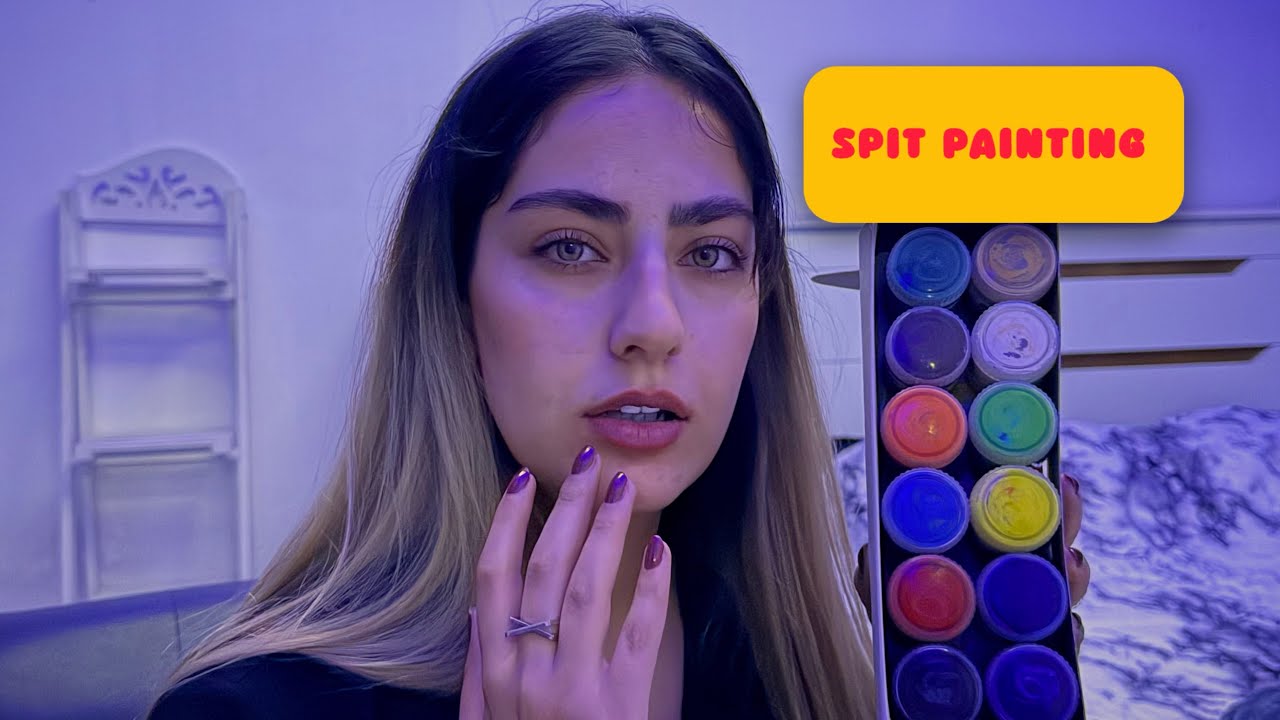 اسپیت پینتینگ رنگی رنگی 🎨✨	| ASMR Spit Painting