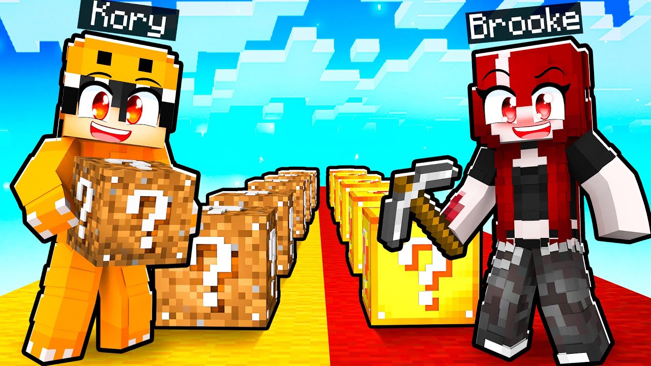 LUCKY BLOCK RACE against Bully Girlfriend in Minecraft!