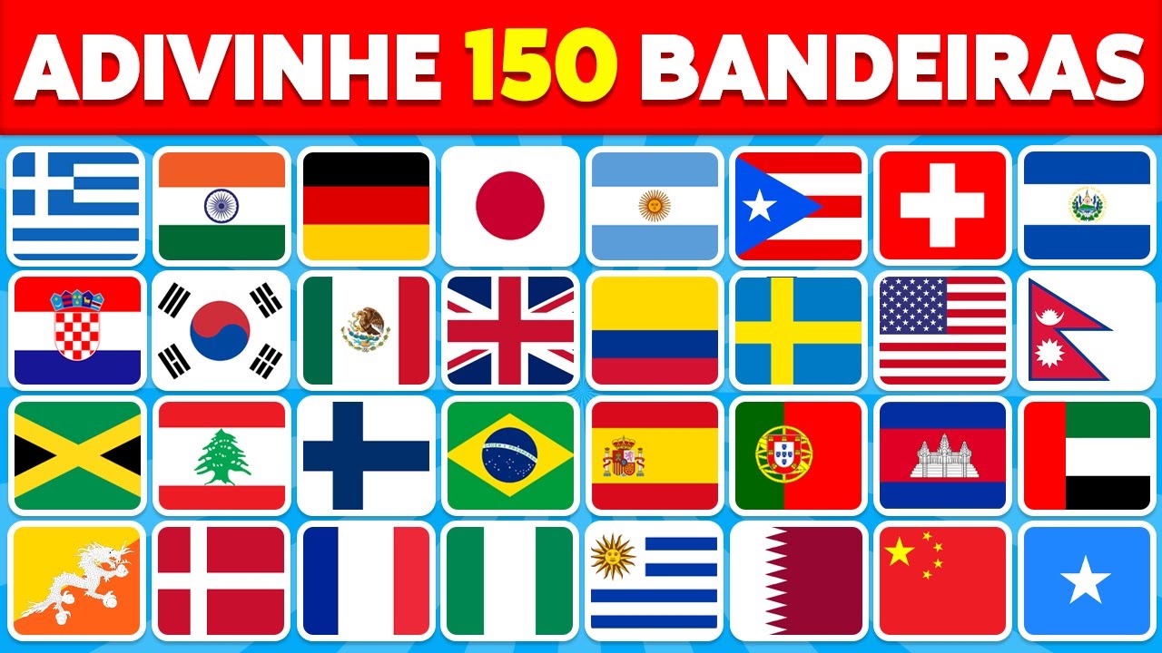 🚩 Adivinhe 150 PAÍS pela BANDEIRA 🌎 | Quiz de Bandeiras do Mundo