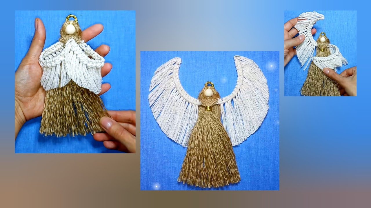 DIY macrame angel with movable wings 😍, easy macrame knots. Cool gift ideas, macrame wall art