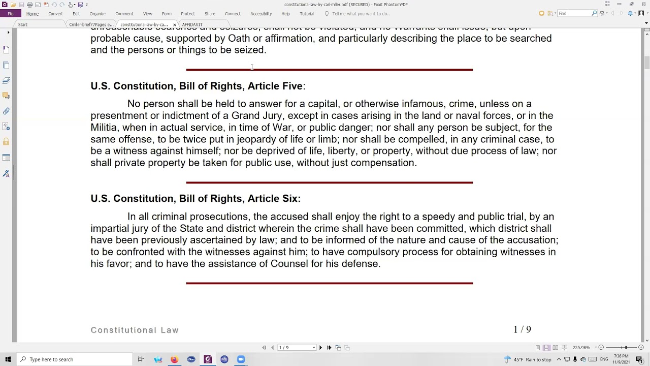 A read through of Carl Miller's Constitutional Law Brief, with commentary.