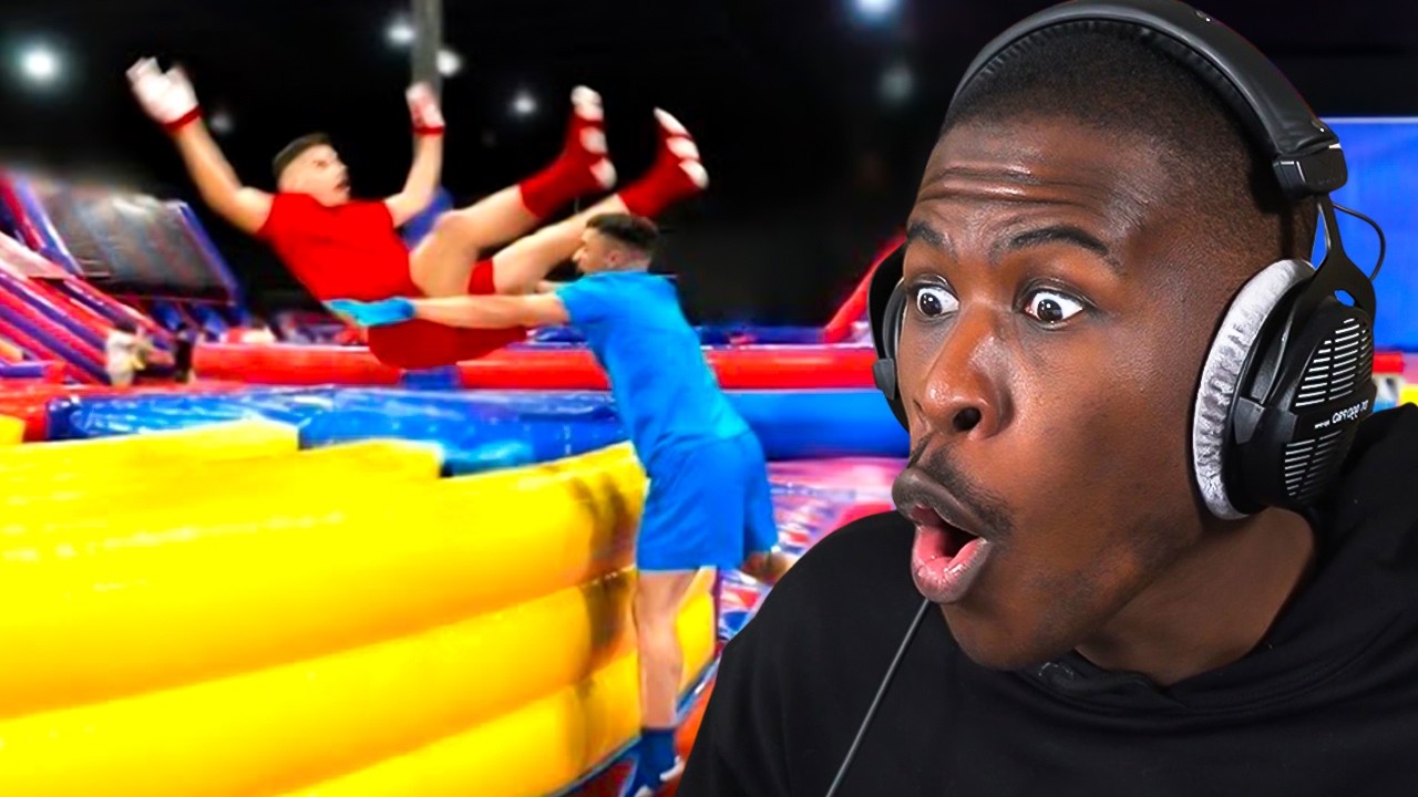 Reacting to WWE MOVES AT THE INFLATABLE PARK 2! 😱