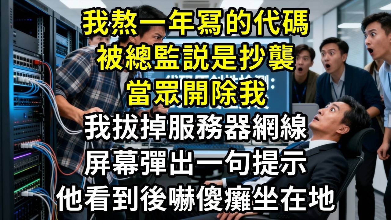 我熬一年冩的代碼，被總監説是抄襲，當眾開除我。我拔掉服務器網線，屏幕彈出一句提示，他看到後嚇傻癱坐在地#高田小說社