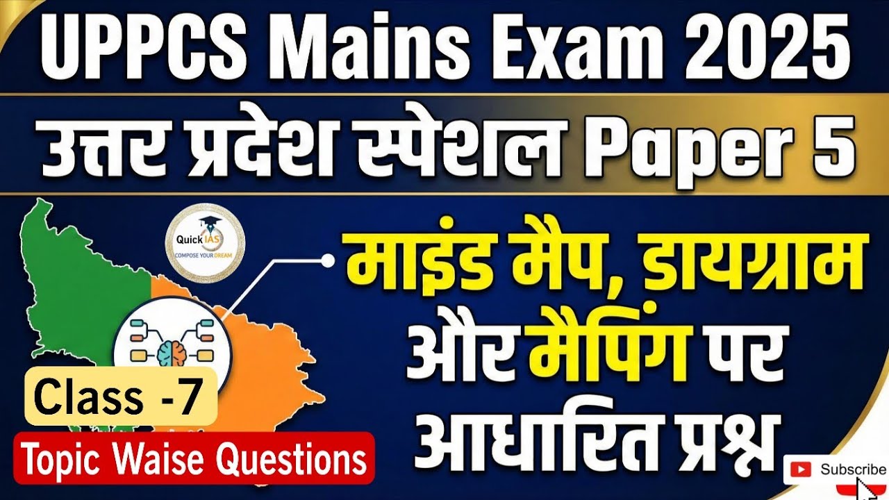 UPPCS Mains Exam 2025 | उत्तर प्रदेश स्पेशल Paper-5 | माइंड मैप डायग्राम मैपिंग पर आधारित प्रश्न