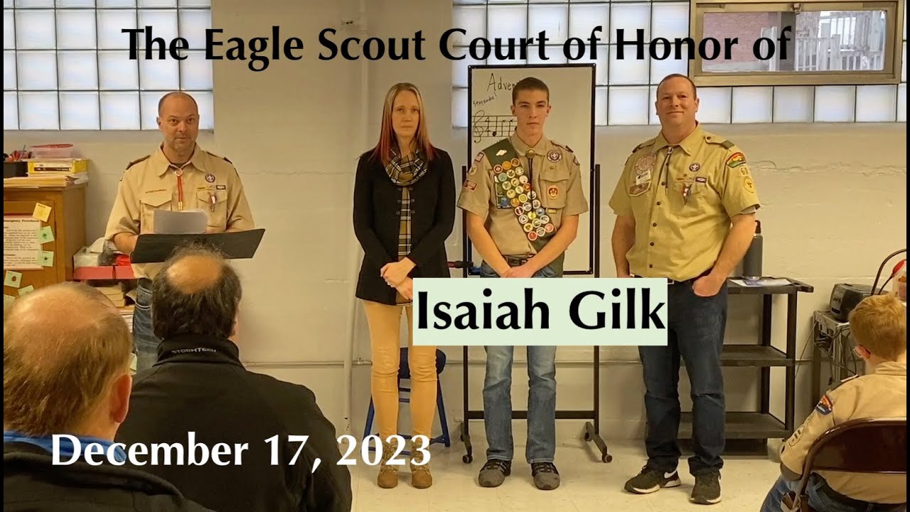 The Eagle Scout Court of Honor of Isaiah Gilk, December 17, 2023.