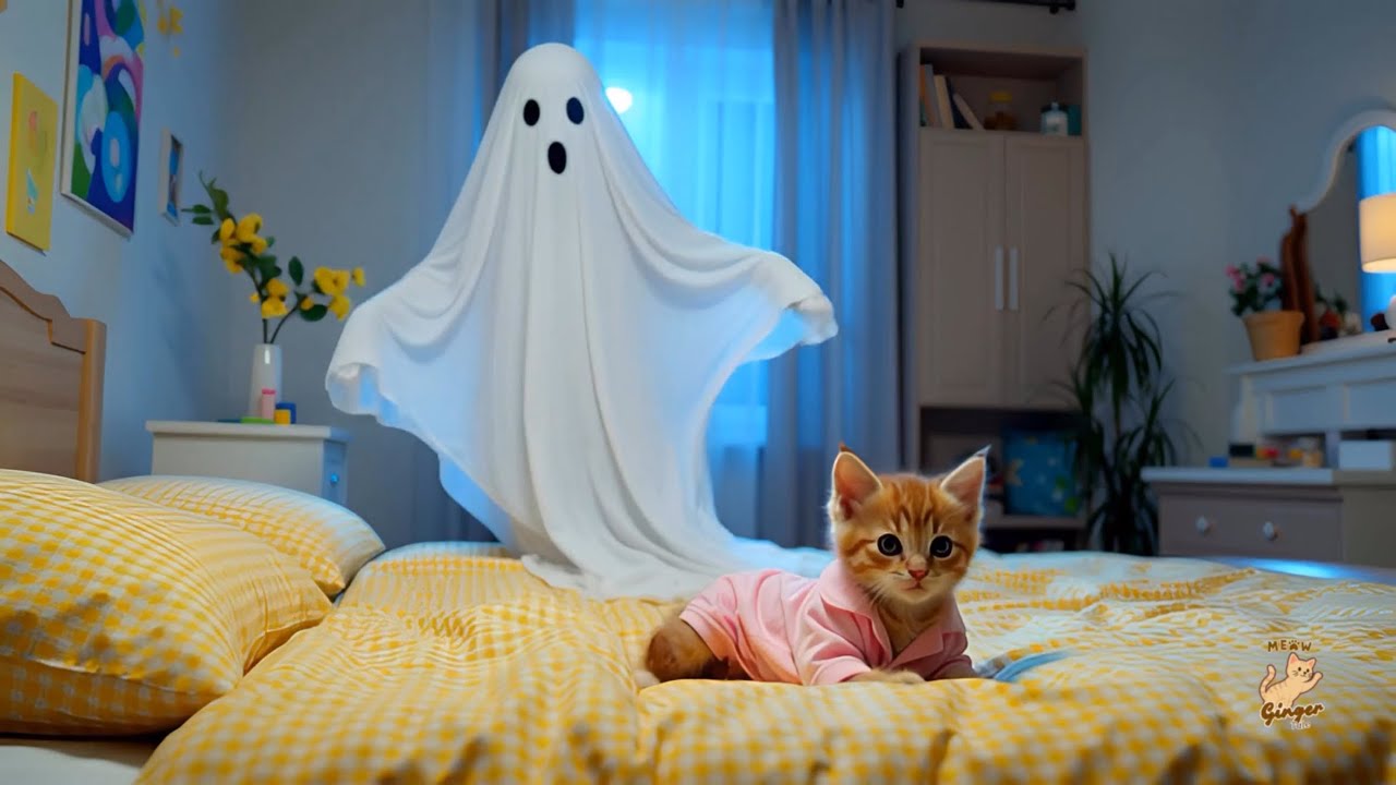 Ginger Cat Meets a Ghost 😱🐾 | Mama Cat Saves Him | Emotional AI Cat Bedtime Story