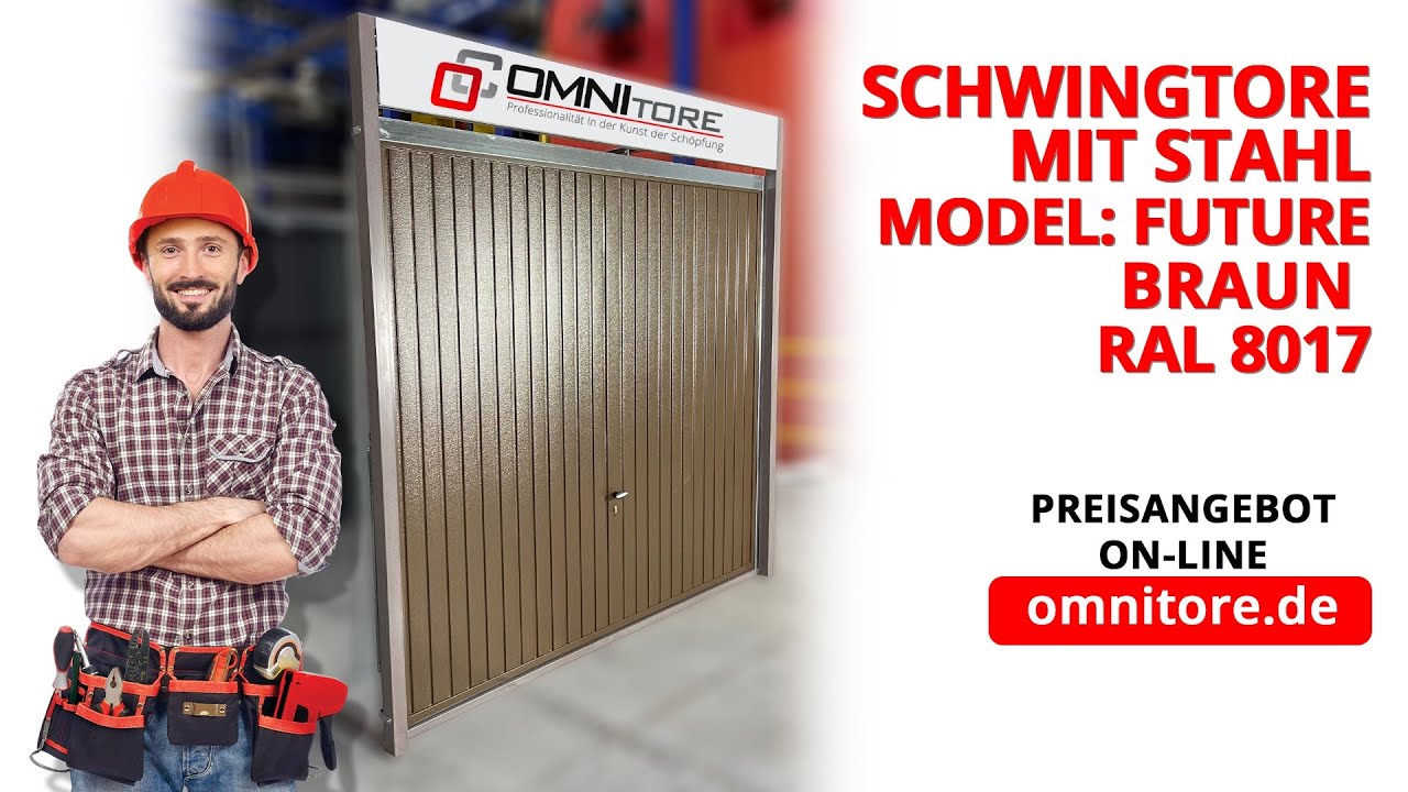 Schwingtore mit Stahl FUTURO BRAUN RAL 8028 Pr&auml;sentation - OMNItore.de