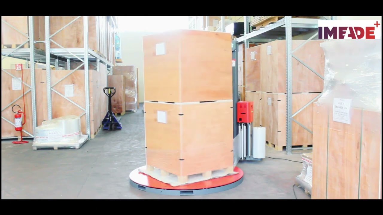 Banderoleuse économique pour palettes avec pré-étirage motorisé E-Wrap 1000B