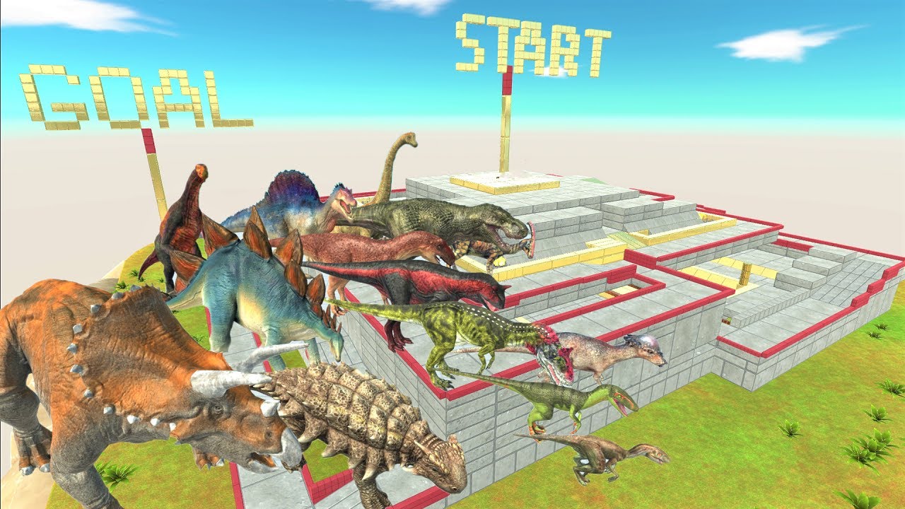 Dinosaur speed race. A course that three-dimensional maze course! | Animal Revolt Battle Simulator