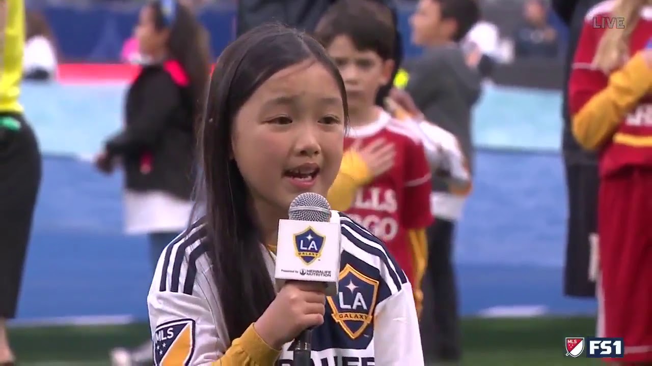 #MaleaEmma (7 yo) singing National Anthem at LA Galaxy home opener