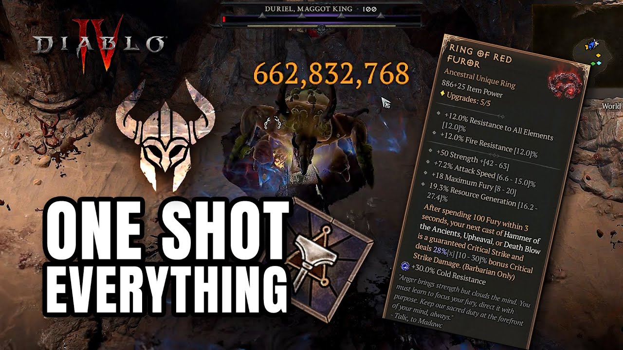 ONE SHOT ANY BOSS with HotA - Every time guaranteed WITH NEW RING! Diablo 4 Barbarian Season 2