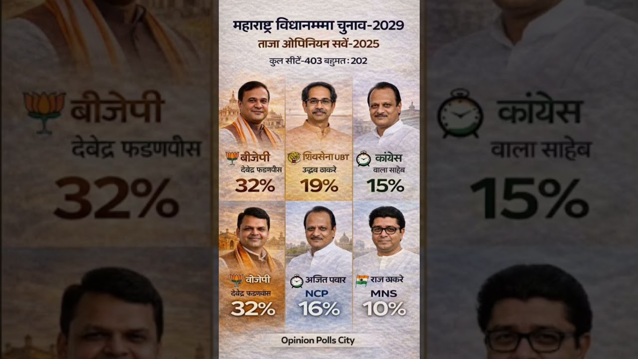 Maharashtra 2029: BJP Sweep? NDA vs MVA Latest Opinion Poll 2026!#maharashtrapolitics #bjp #news