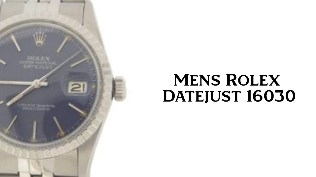 Mens Rolex Stainless Steel Datejust Watch with Blue Dial 16030
