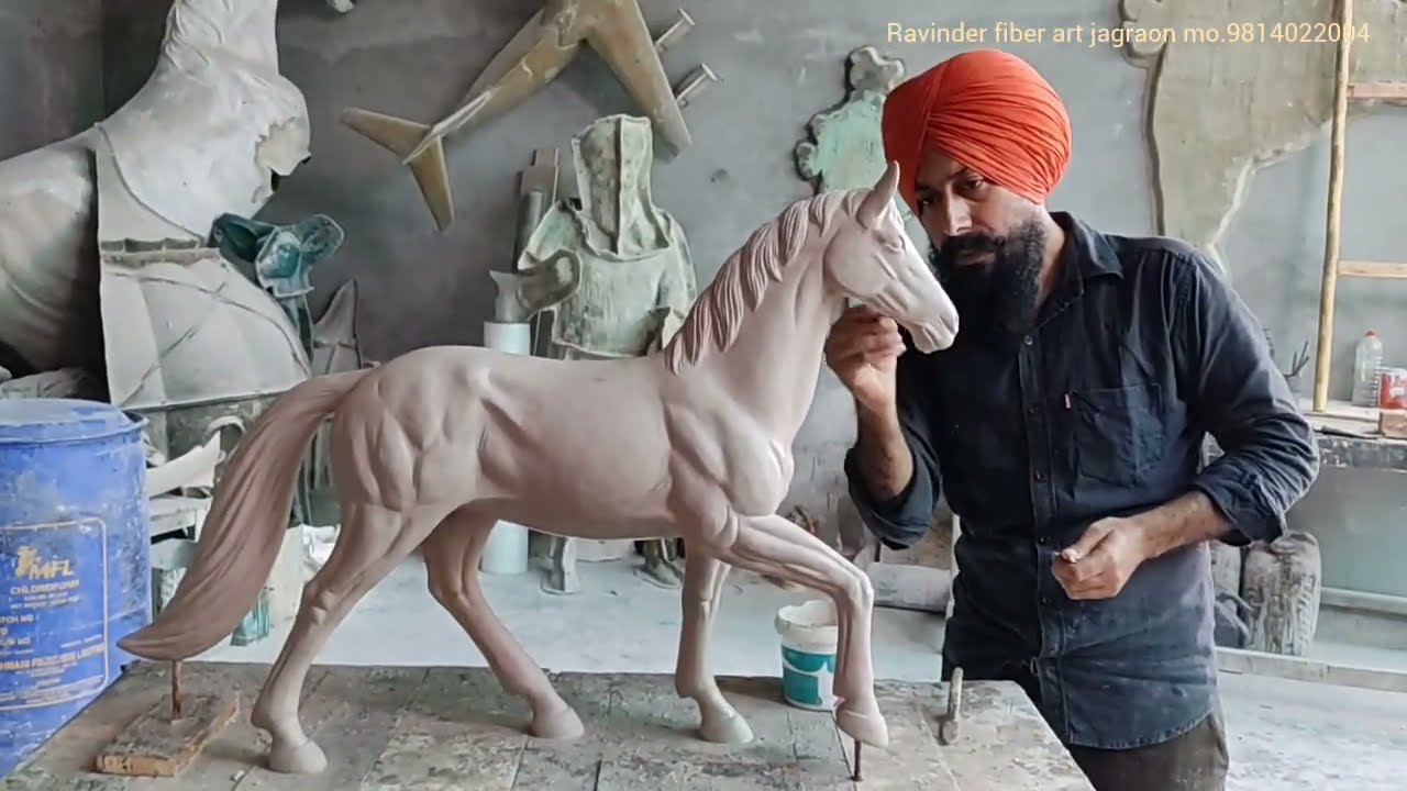 ਘੋੜਾ 🐎horse sculpture in clay @ravinderfiberartjagraon9583