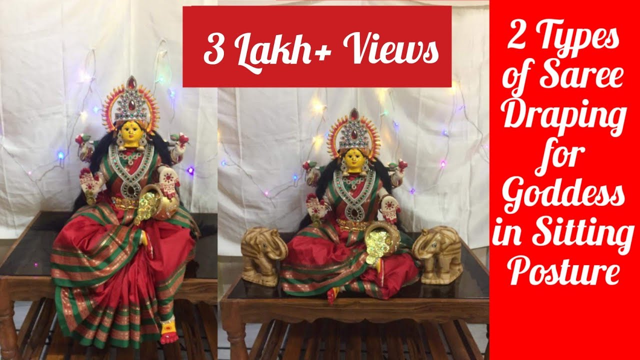 How to drape saree to varalakshmi devi idol in sitting posture #QuickAndEasyVaralakshmiSareeDraping