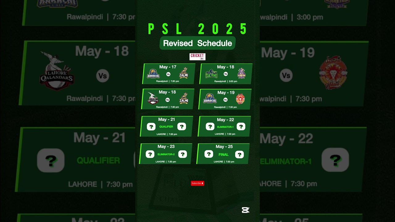 Psl 2025 new schedule #psl2025 #pslschedule