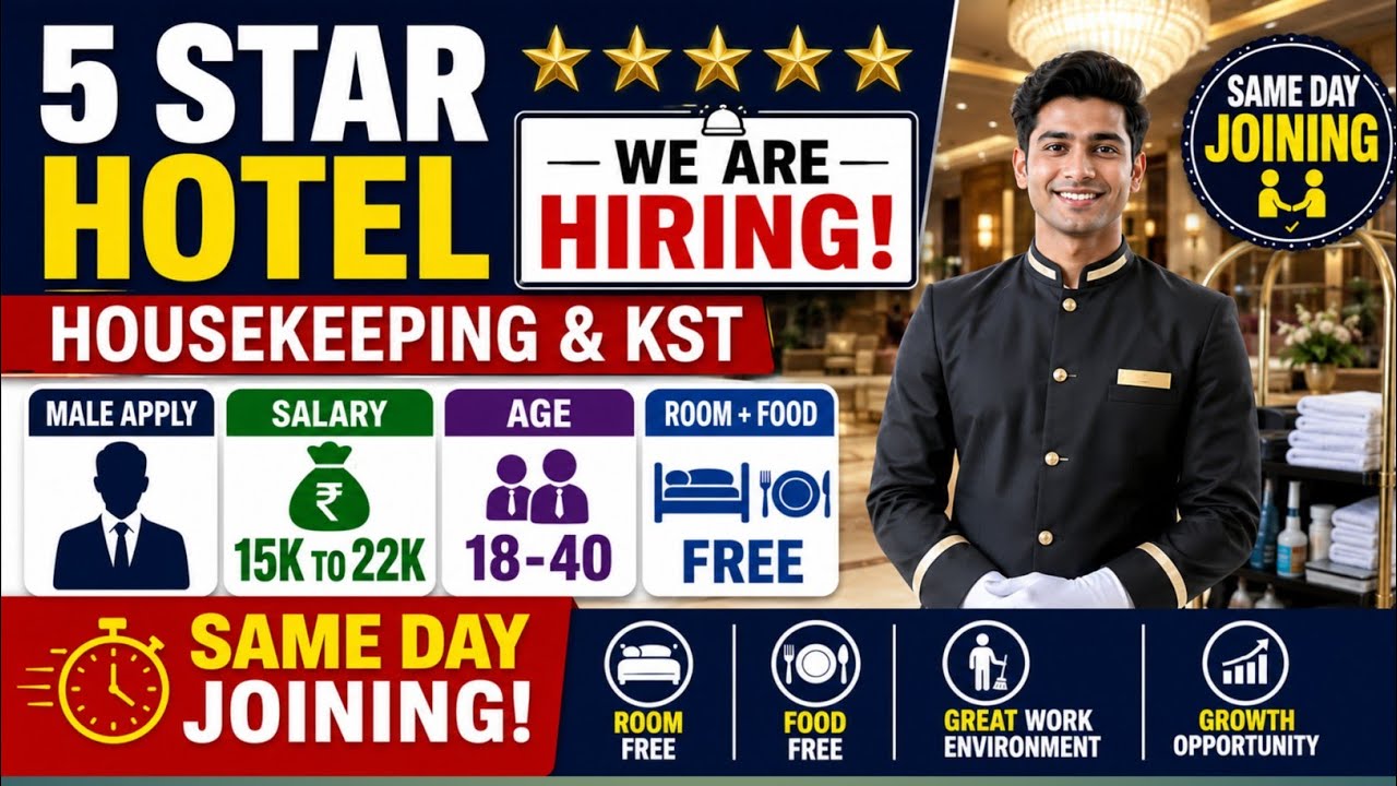 5 Star Hotel Job In Kolkata 2026 | Housekeeping &KST Permanent Job Vacancy Same Day Join 