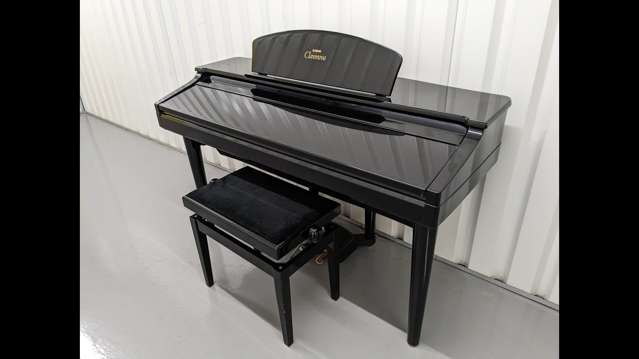 Yamaha Clavinova CVP-109 digital piano and stool in glossy polished black stock number 23090