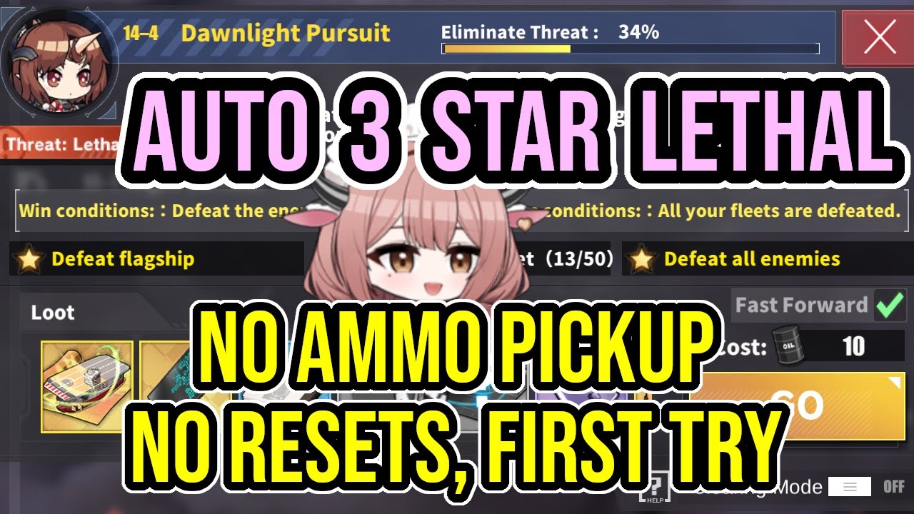 Hard Mode 14-4 Explained, Auto All Mobs 3 Star WITHOUT Ammo Pickup ft. Cowpens - Azur Lane