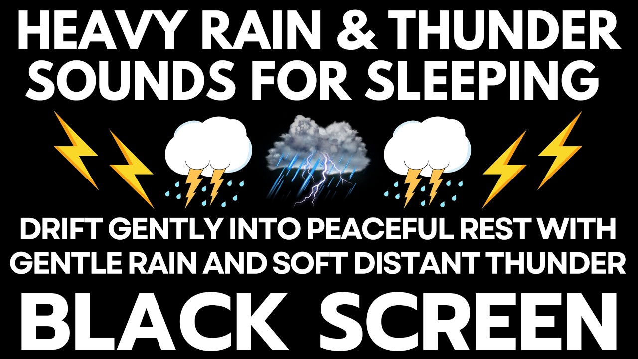 Drift Gently into Peaceful Rest with Gentle Rain and Soft Distant Thunder | Black Screen - No Ads