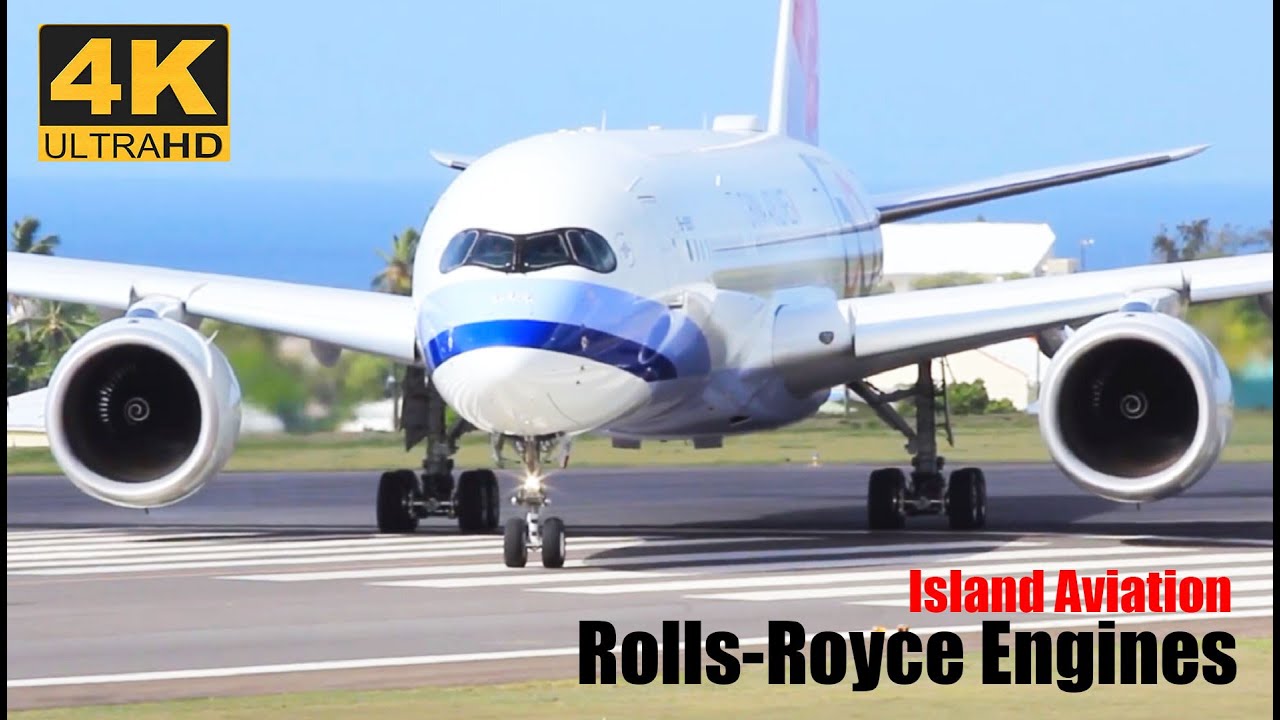 (4K) Rolls-Royce Engines !!! RB211 / Trent 700 / Trent XWB...A350, 777, 767, A330, 757 @ St. Kitts