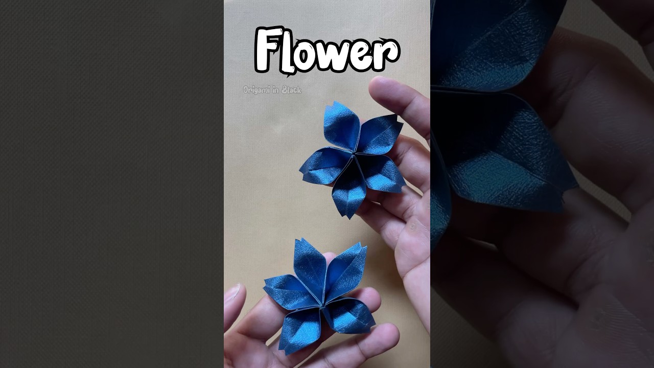 Black Origami Flower | Paper Flower | 5 Petals Flower | Origami in Black 