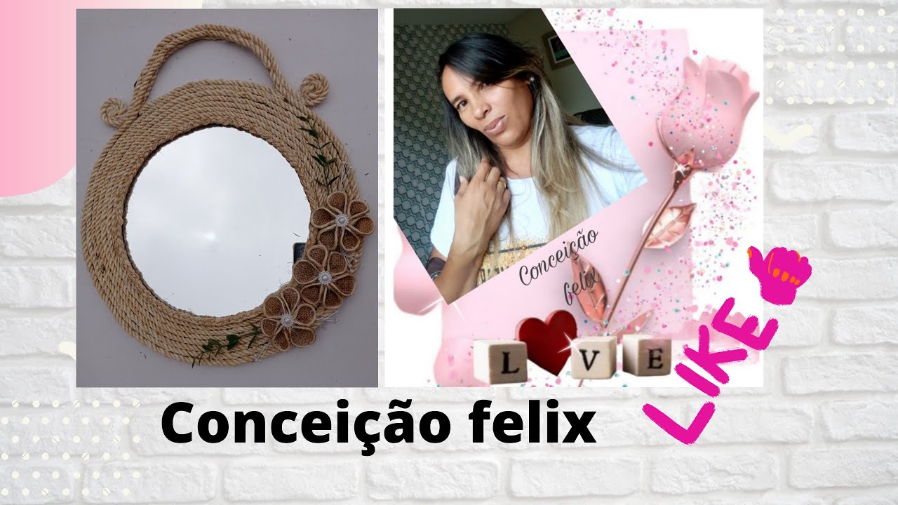 DIY  Como fazer moldura de espelho redondo com corda de sisal #artesanato