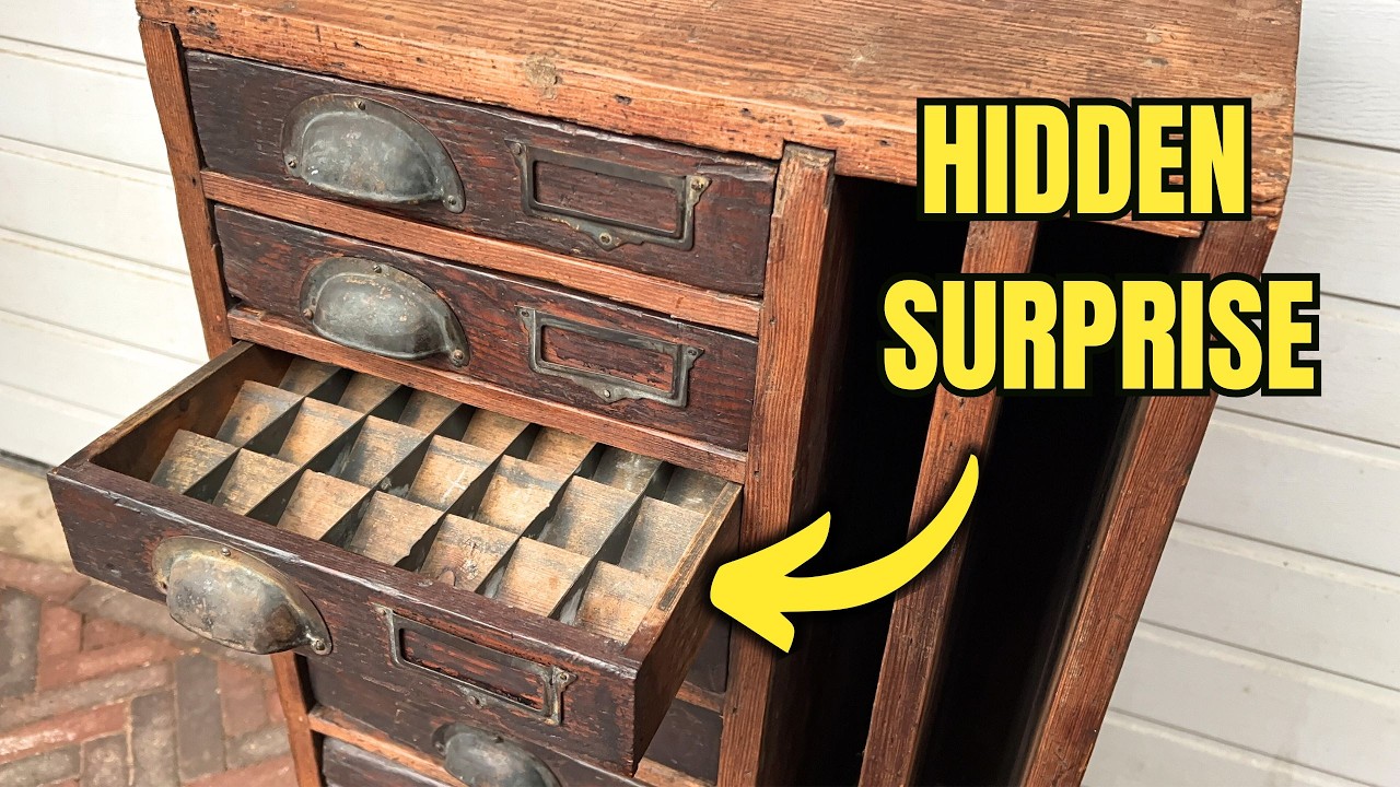 Restoring an Antique 1920s Wooden Printer&rsquo;s Cabinet | ASMR furniture restoration