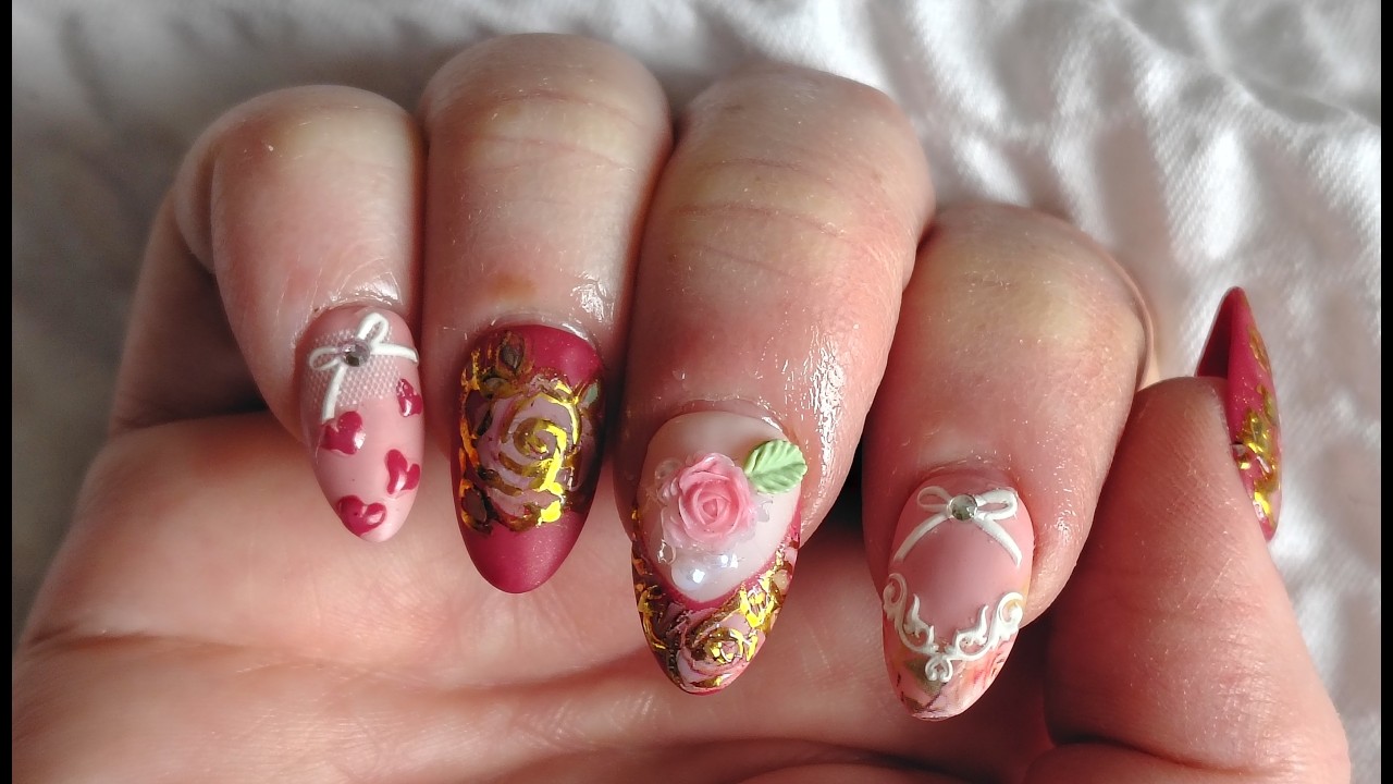 Vintage Rose Valentine’s Day Nails | BuBu Candy Gel Polish | #valentinesdaynails #bubucandypolish