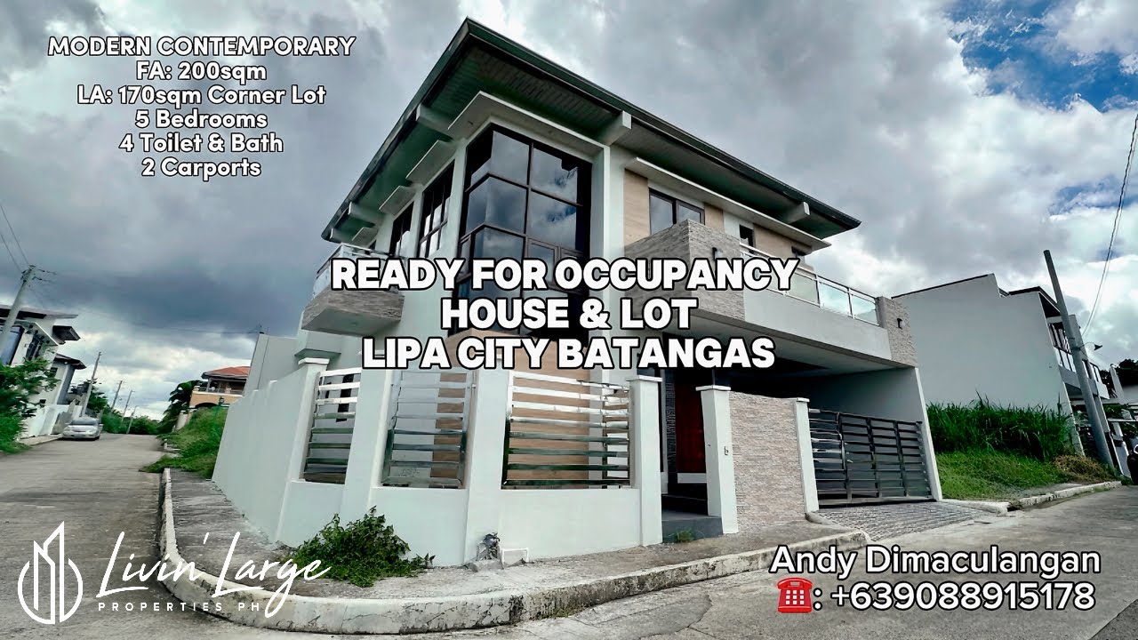 READY FOR OCCUPANCY CORNER LOT 170sqm & FA: 200 sqm 5BR & 4 T&B LIPA CITY BATANGAS