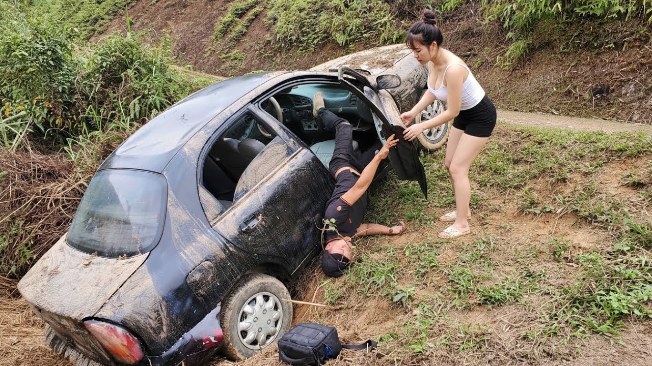Girl rescues and helps man repair and restore 1972 Daewoo Lanos that fell into a ravine