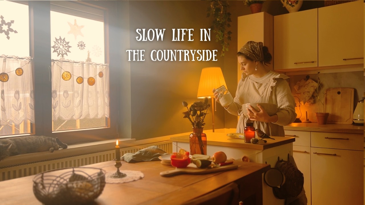 A peaceful, slow life in the countryside | kitchen renovation, cooking & cosy baking | silent vlog