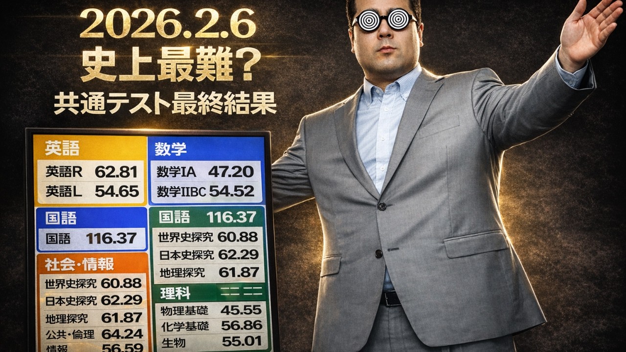 2026 2.6　史上最難？ 共通テスト最終結果について。大学入試・難関大・医学部特訓　成績高上チャンネル～数学好きで英語が得意な参考書マニアより～