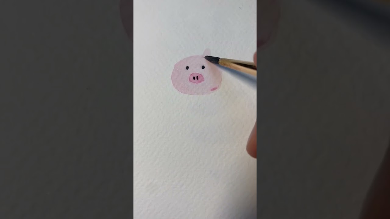 watercolor piant a cute piggy in 15 seconds/#howto #watercolor #art #shorts