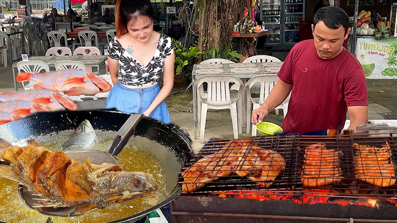 Full of customers every day! The best Fried Seafood & BBQ @ Koh Chang | Thai street food