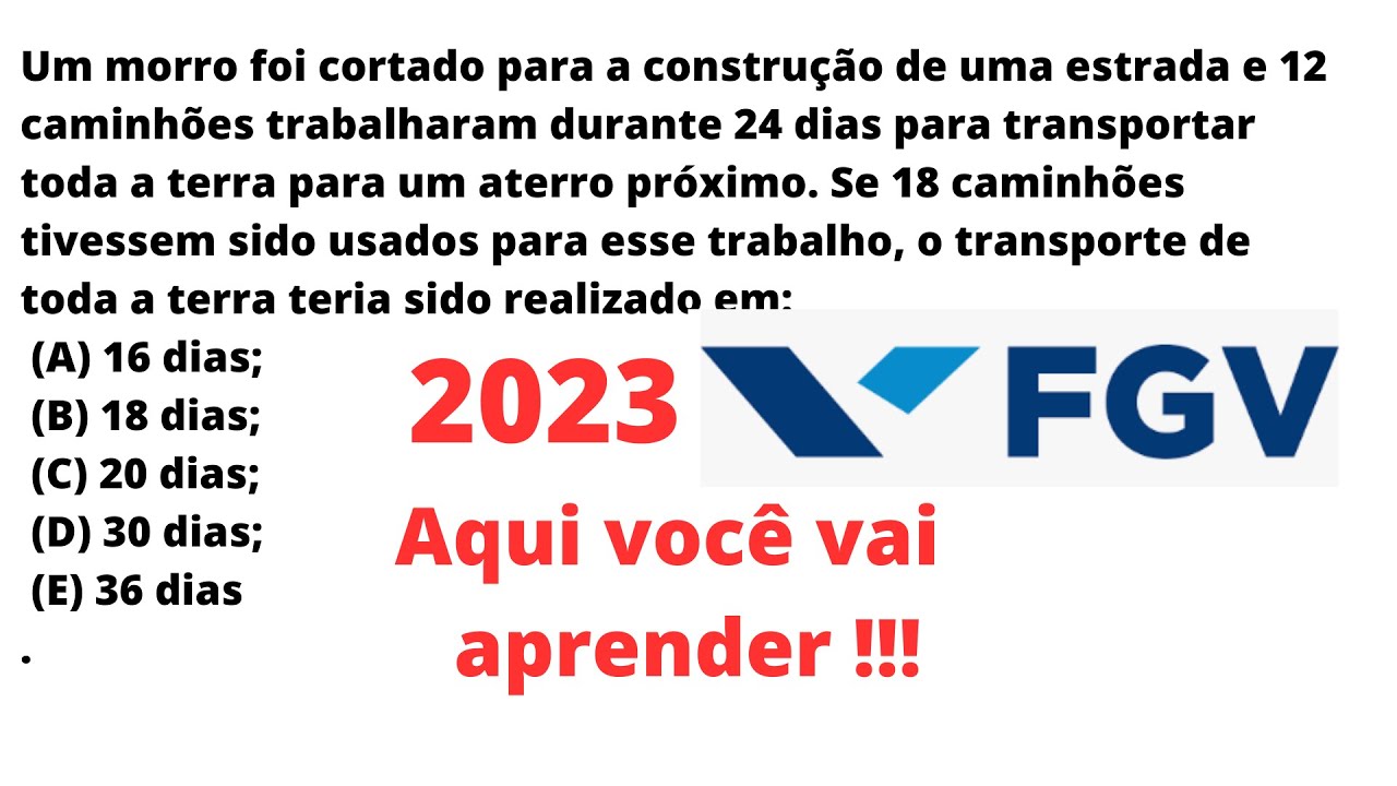 🔴FGV 2023 | RACIOCÍNIO LÓGICO MATEMÁTICO |  DPE RS  | TÉCNICO | Questão  30 | REGRA DE TRÊS