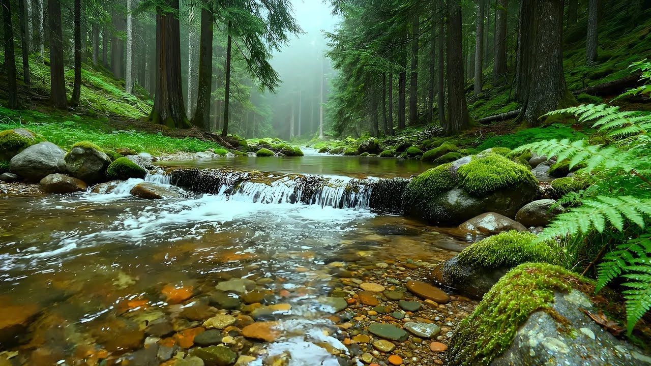 Forest Ambience Birds Singing Beautiful Stream Sounds for Deep Rest, Medicine,Deep Sleep,Study Focus