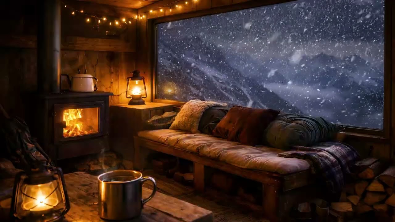 Cozy Mountain Cabin After a Long Climb 🏔️🔥 | Relaxing Fireplace Ambience (5 Hours)