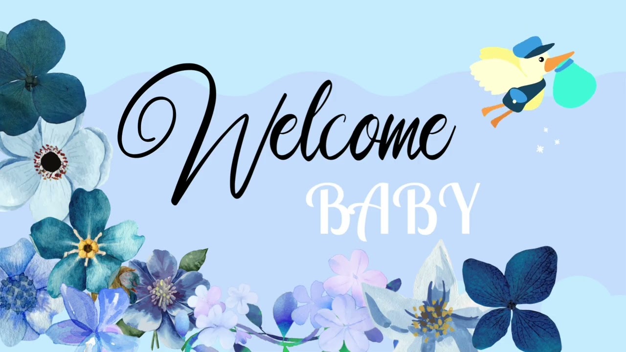 Baby Shower TV Background | Welcome Baby (Blue)