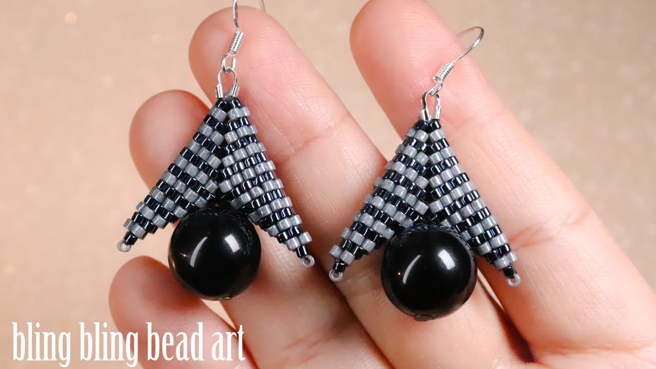 آموزش گوشواره منجوق دوزی  ظریف وزیبا How to make beaded earring  eleganr and easy for beginner