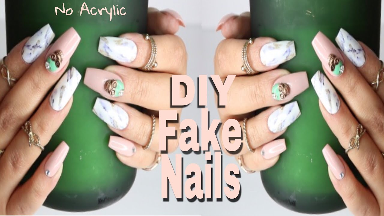 DIY Fake Nails | Realistic Marble Nail Art on Faux Acrylic Nails
