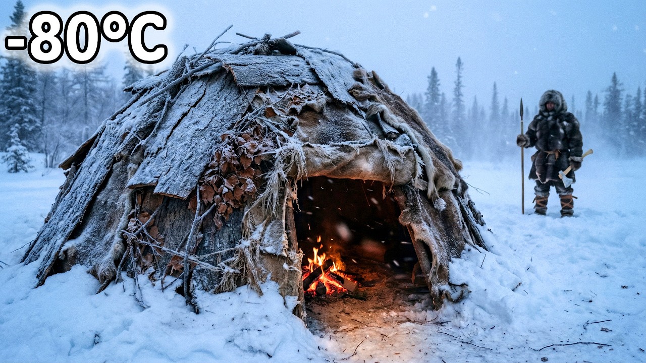 Alone at -80°C: From Bare Hands to Warm Fire… The Shelter Actually Worked
