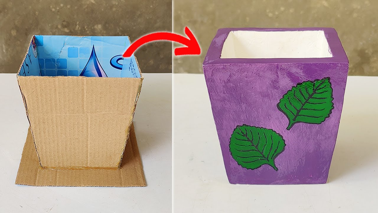 Beautiful Flower Vase DIY Ideas - How to Make Flower Vase With Cardboard - Easy Cement Pot