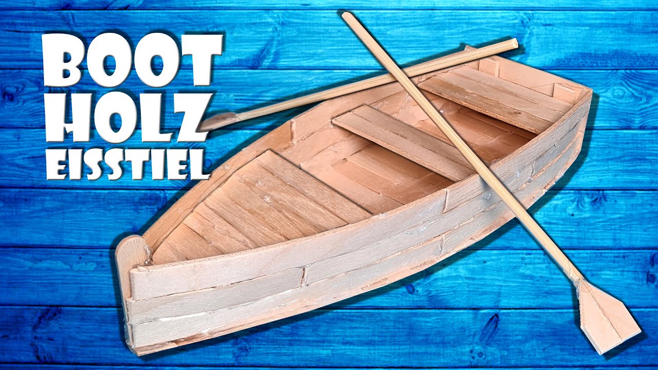 Holz Boot aus Eisstiel selber machen - wood ice cream stick boat DIY craft [4K]
