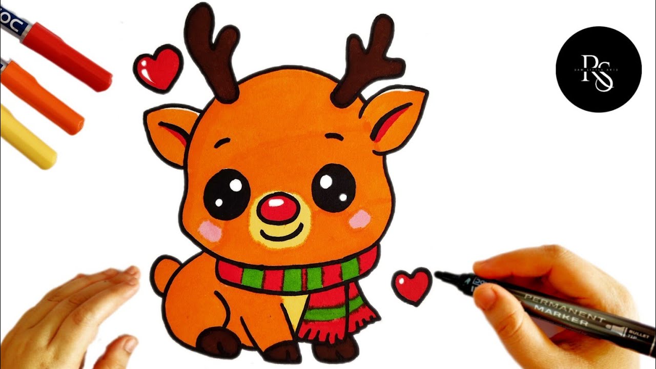 Cute Reindeer Drawing 🦌| Easy Kawaii Christmas Drawing for Kids & Beginners | Cute & Fun Holiday Art